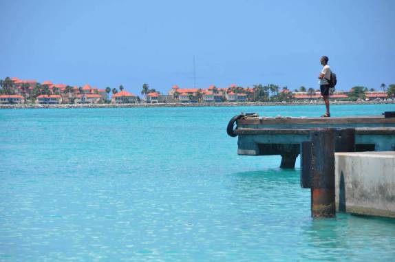Despedida do Caribe em pier da praia de Philipsburg, capital de Sint Maarten - Caribe